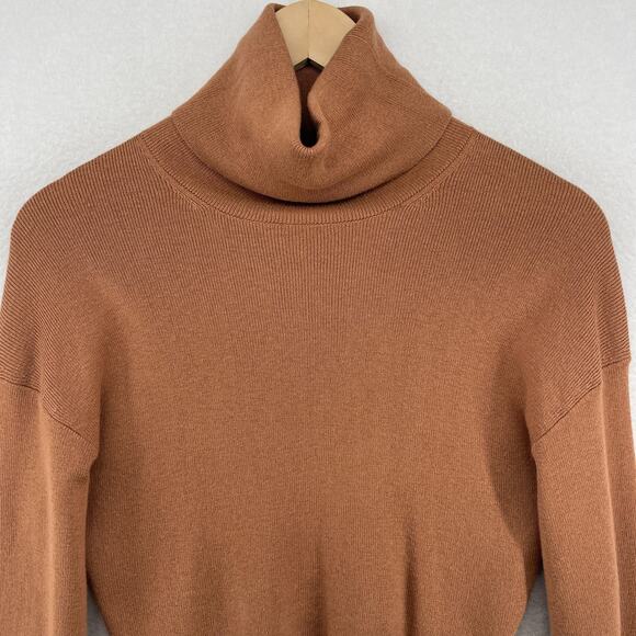 WILFRED ARITZIA Sweater XS Rebecca Turtleneck Cropped Wool Blend Pullover Brown - Picture 3 of 14